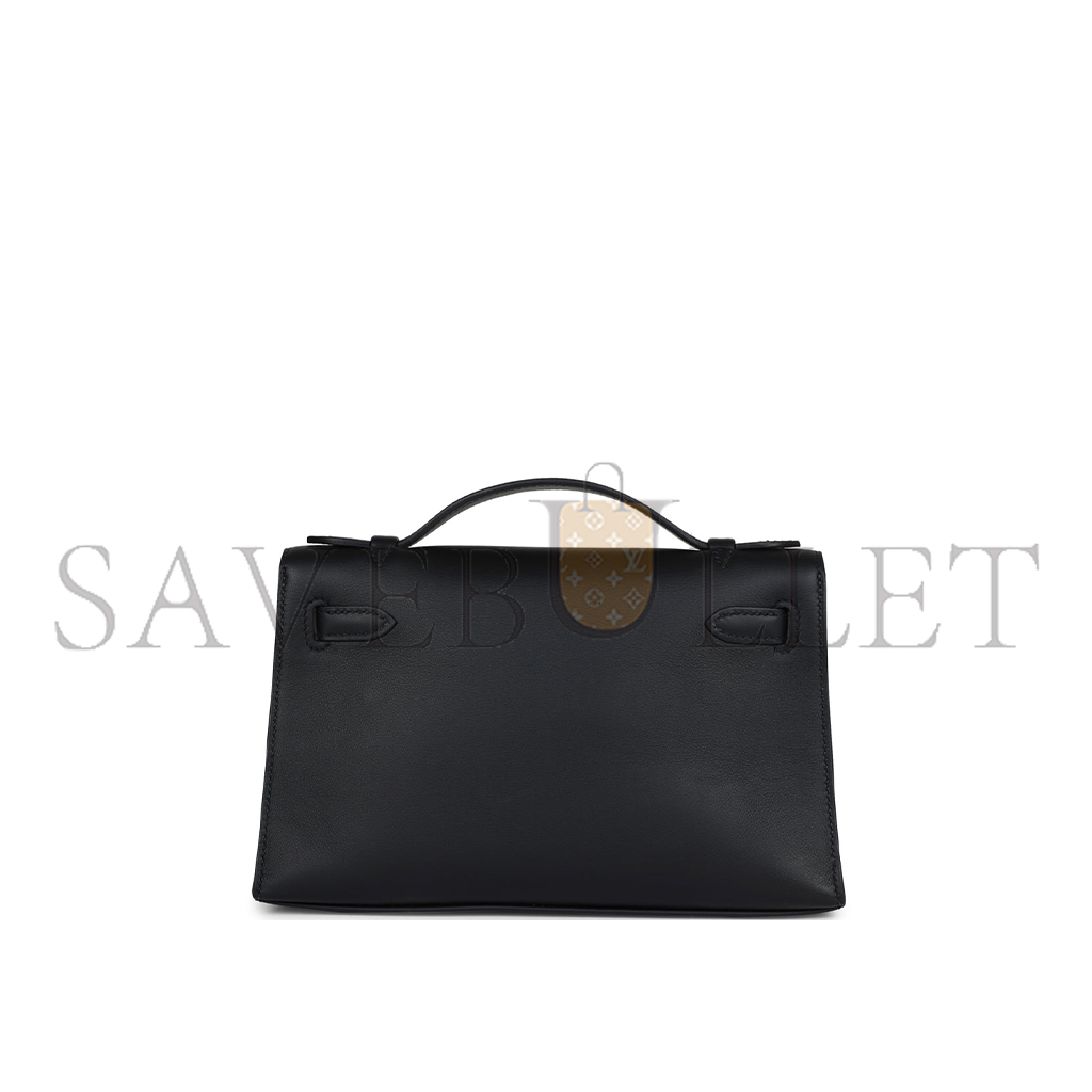 H**mes master kelly pochette black swift gold hardware (22*14*7cm)